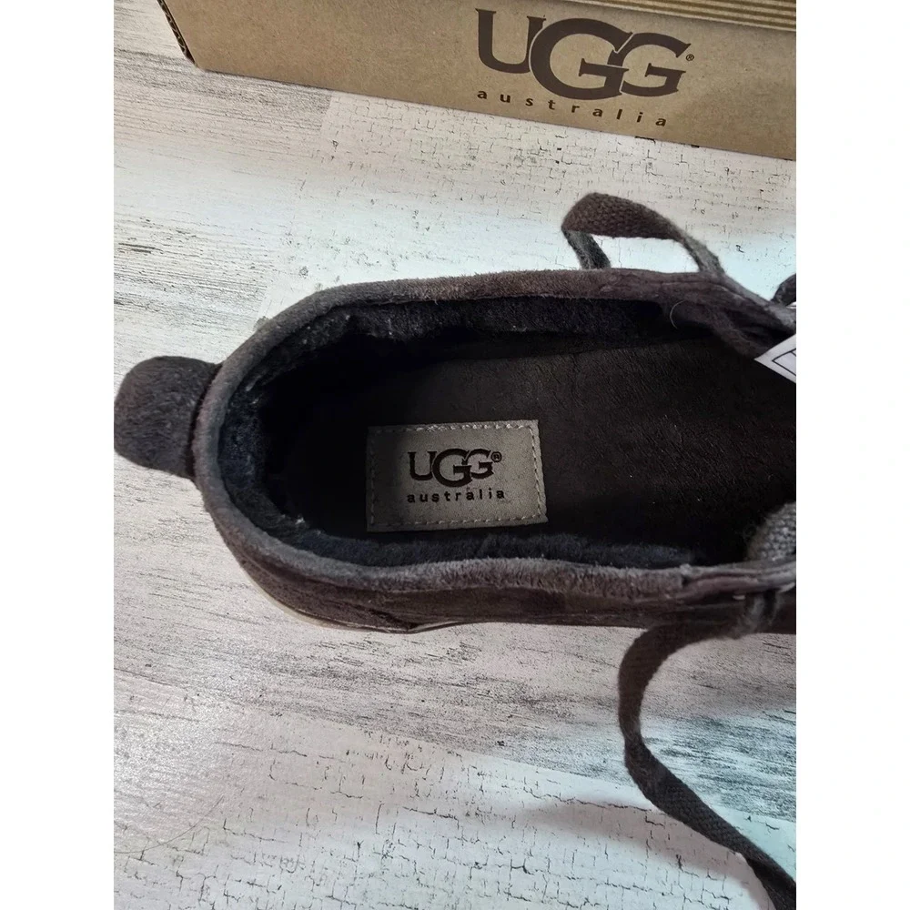 UGG‎ Australia 1888 Brown Suede Shearling Lined Low Top Sneakers Mens 7 Womens 9